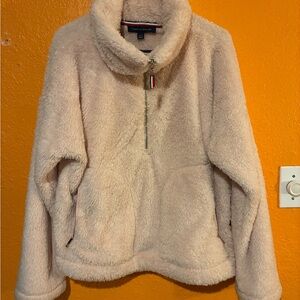 Tommy Hilfiger Cream Sherpa Half-Zip Jacket